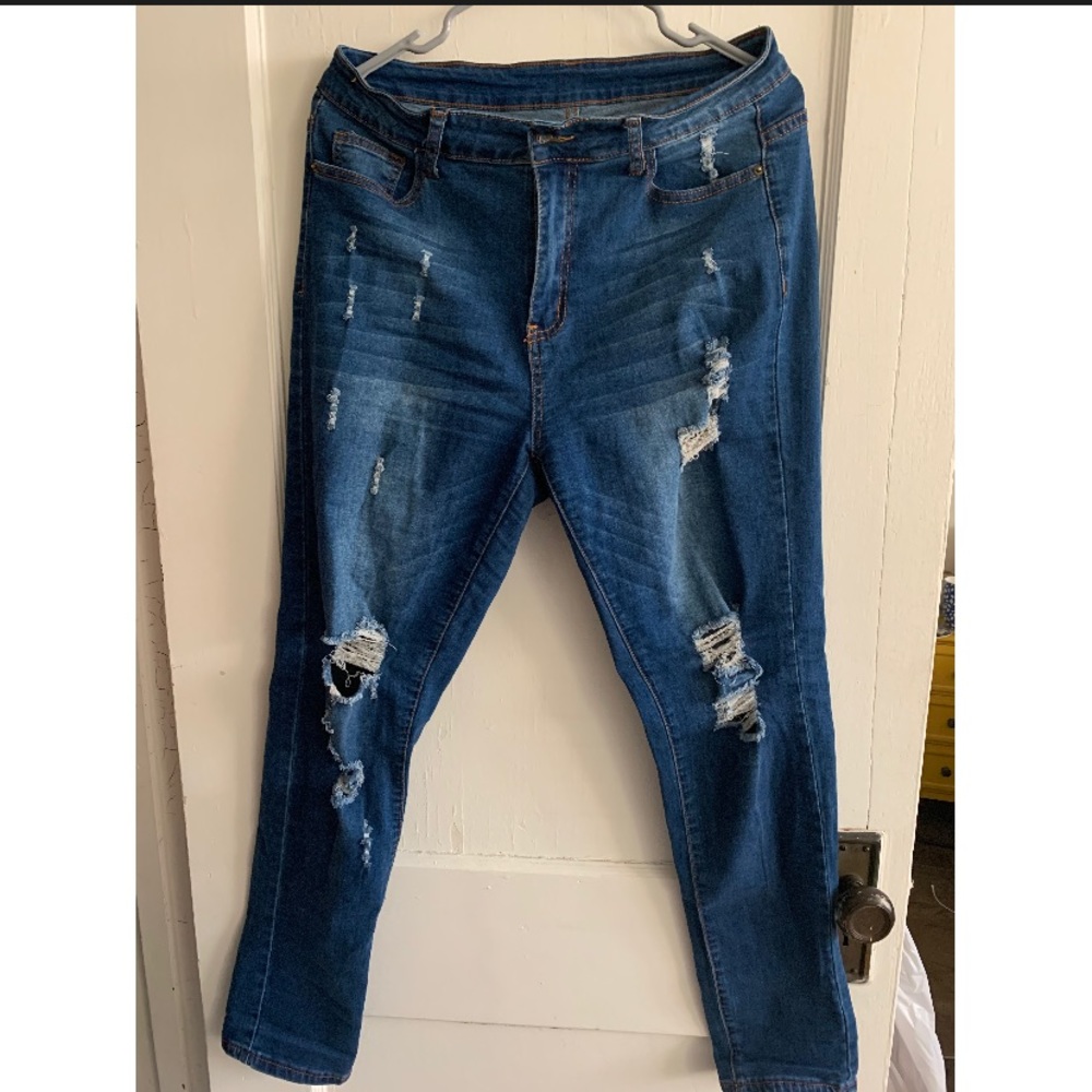 Dark distressed jeans